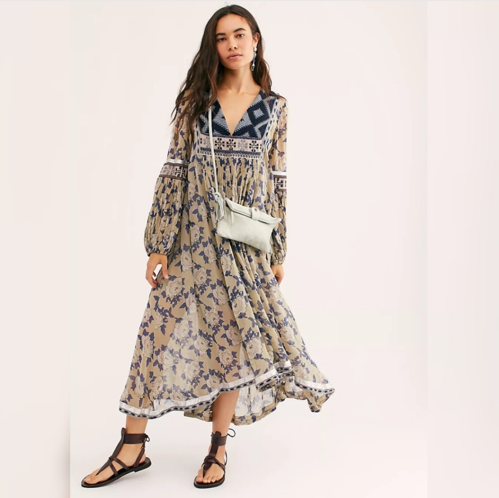 NWT Free People Bold Blooms Embroidered Boho Dress - Picture 2 of 9